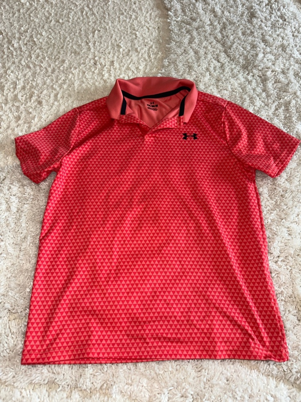 Under Armour Boys Red Geo-Print Polo Shirt